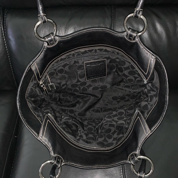 Coach Black Leather Tote - Picture 9 of 11